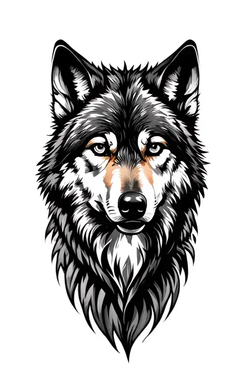 Wolf's Face On The Forearm Of A Plan That No One