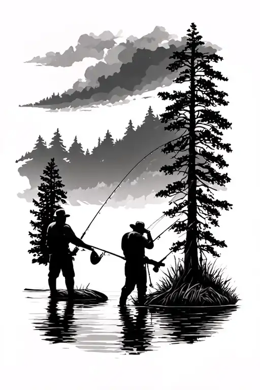 2 Guys Fishing On A Lake