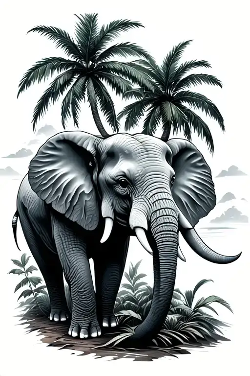 Palm Tree And Elephant Head