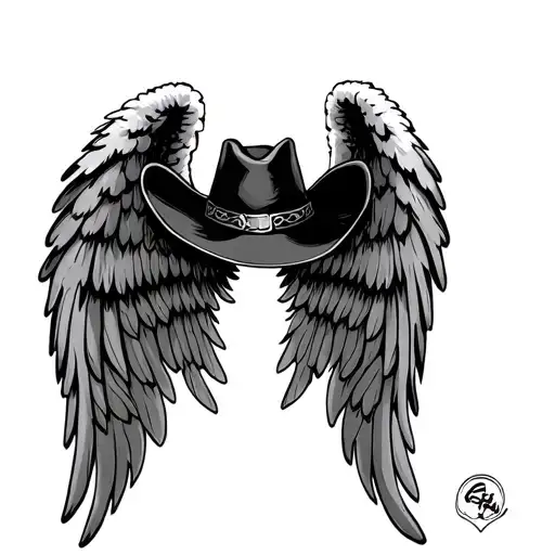 Angel Wings And Cowboy Hat