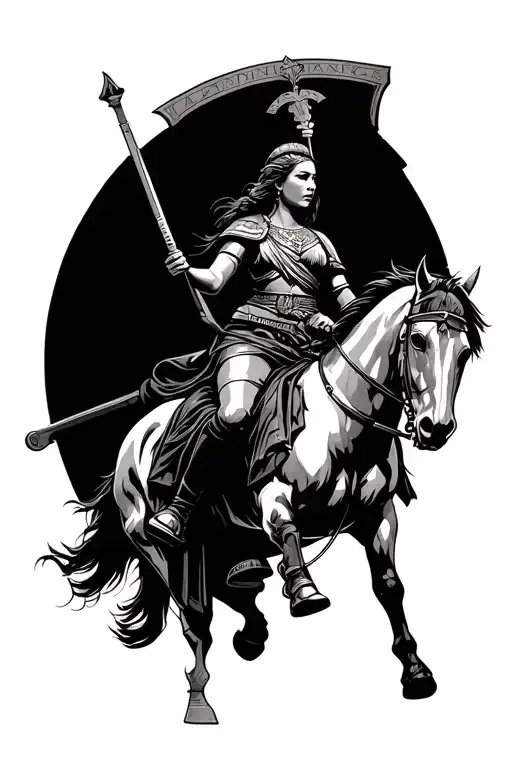 Female Roman Warrior Riding