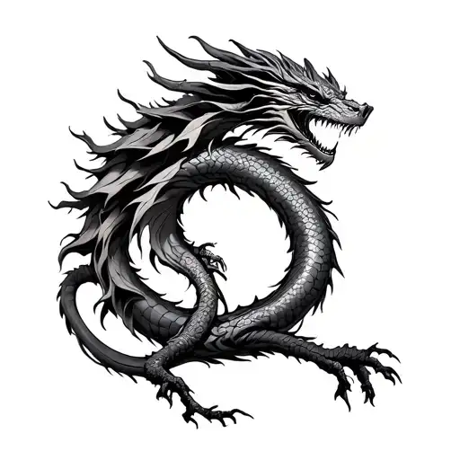 Tree Of Life Intertwined With Dragon Wrapped