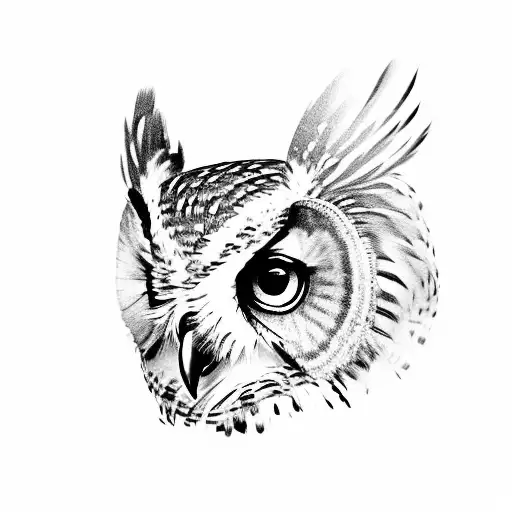 Owl From Side View With Wings