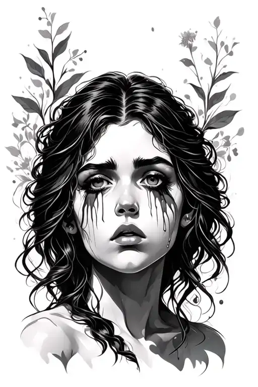 Beautiful Crying Woman Looking Sad