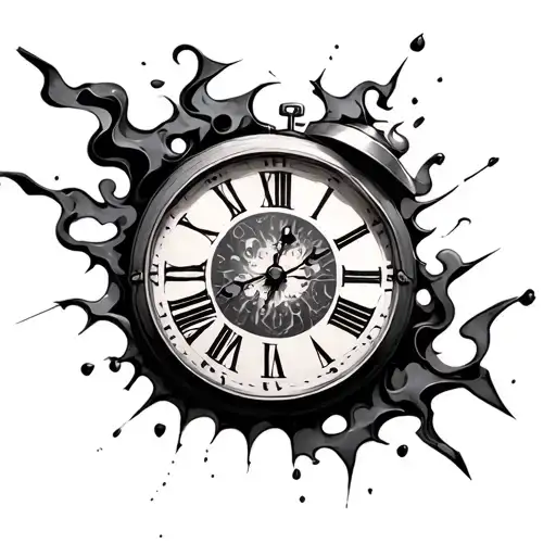 Shattered Clock With Smoke