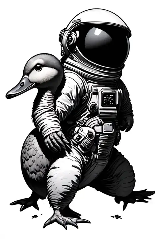 Astronaut Petting Duck