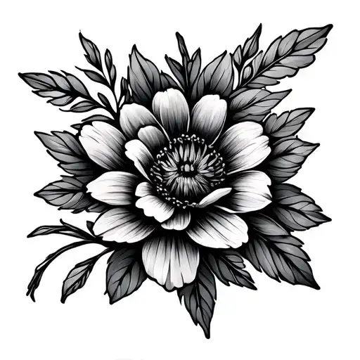 September April Birth Flowers Simple Fine Lines