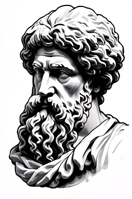 Socrates Statue Portrait Facing At An Angle