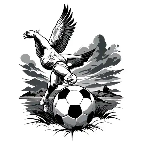 Soccer With God And Landscape