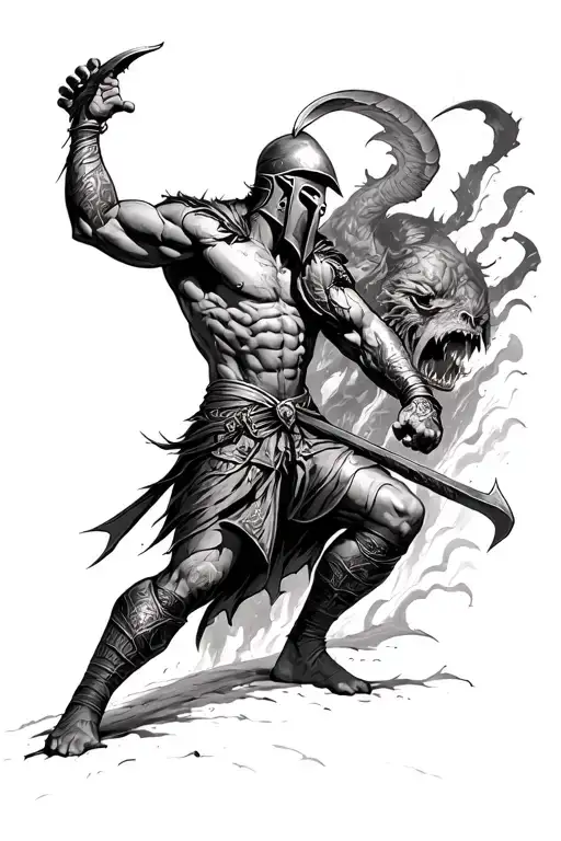 Spartan Warrior Battling Inner Demons