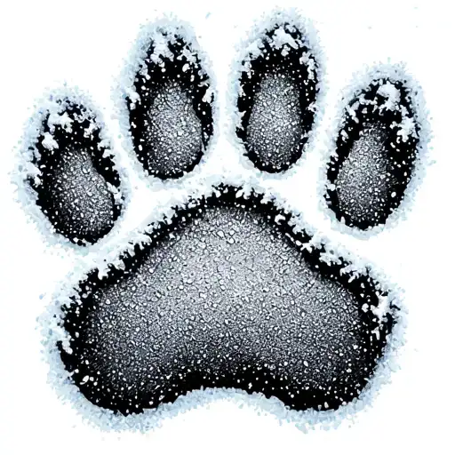 Dog Paw Print In Snow