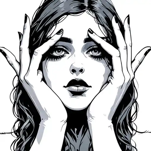 Gothic Woman With Hands Over Her Eyes