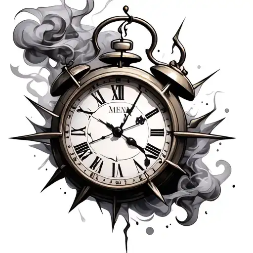 Broken Clock With Smoke Rising
