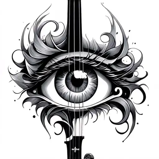 Eye Symbol Integrated Into Violin Key Intertwined