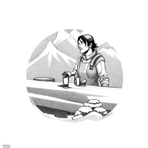 A Bar Owner Serving Drinks On A Snowy Mountain Peak