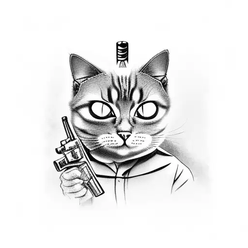 Mobster Cat Holding Gun