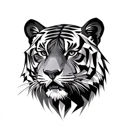 Tiger Face With Geometric Design