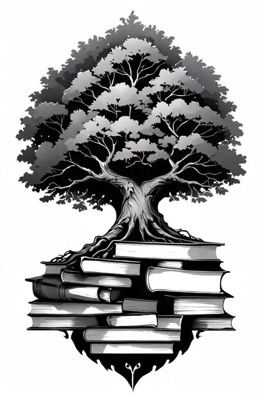 Tree And Books Forming The Shape