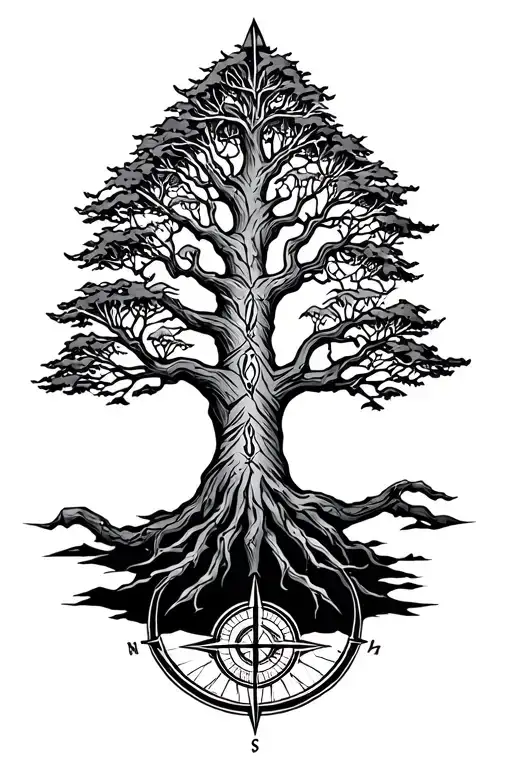 Tree Of Life With Vegvisir Viking Compass