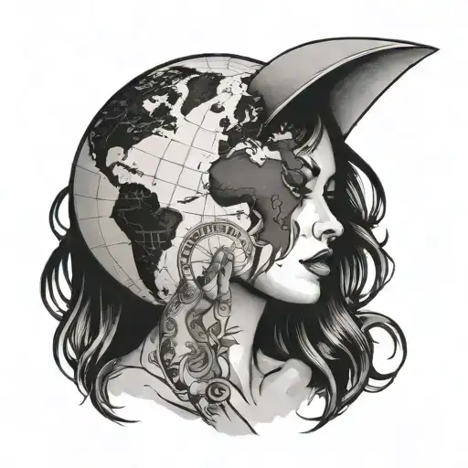 The World Is Yours Globe With Woman Face