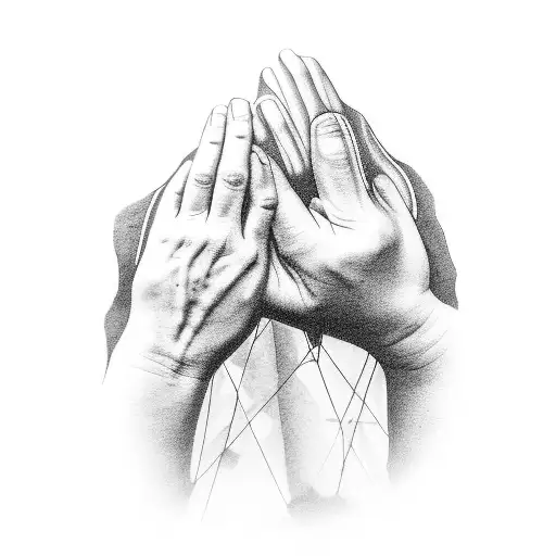 A Black And Grey Portrait Of Grandma And Grandson Holding Hands