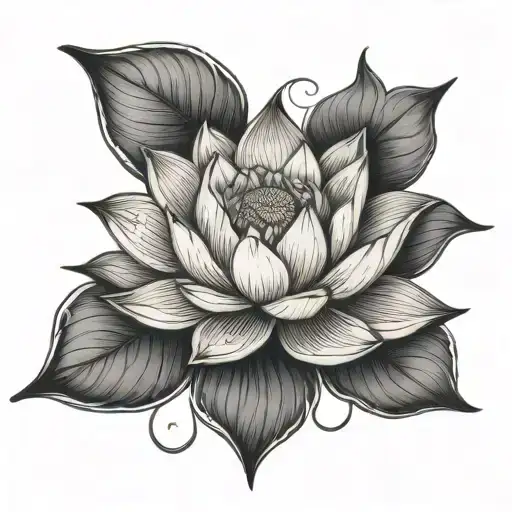 Lotus Flower With Design Around It