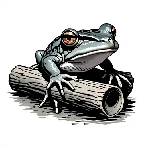 Homeless Frog Sitting On A Log