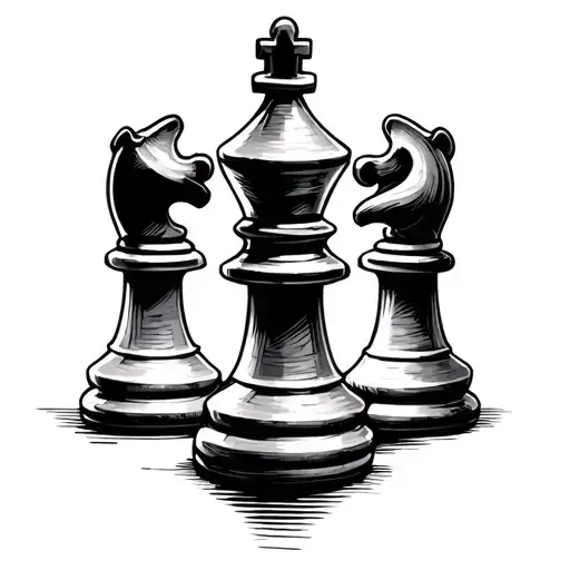 Pawn Chess Pieces Single Line