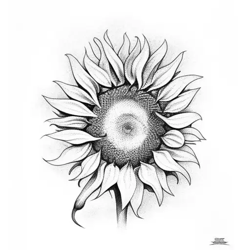 Sunflower Stem With 4 Leaves Extending Out Of It