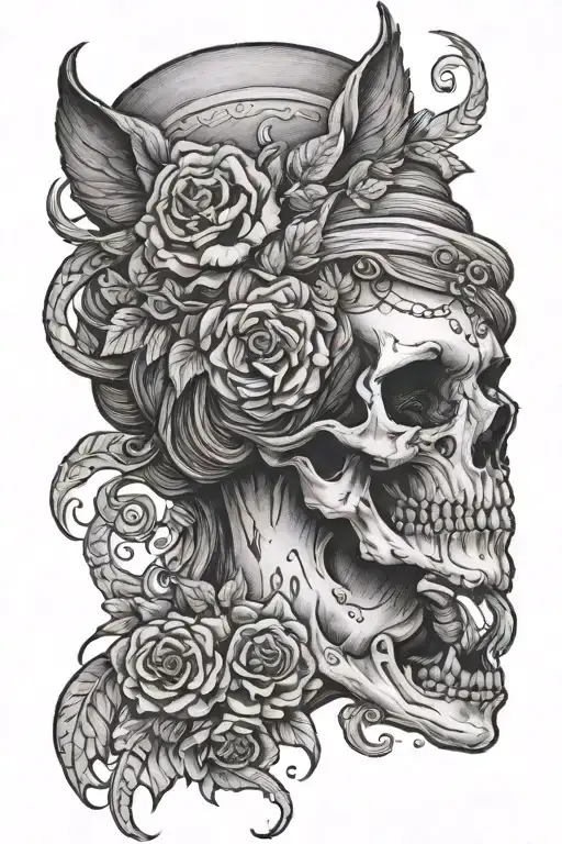 Catrine Whith Hand And Skull