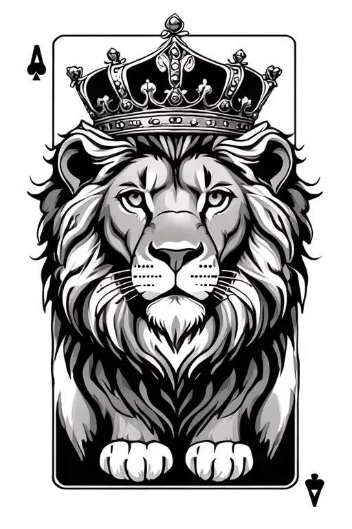 Lion With Cards In Crown