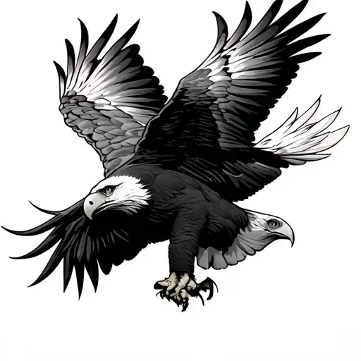 Eagle Falling By Its Feet