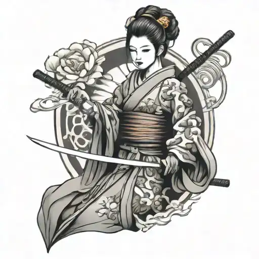 Undead Geisha Holding A Katana