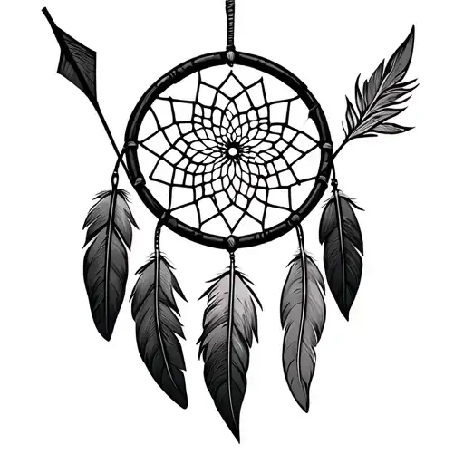 Arrow Holding Dreamcatcher With Feathers