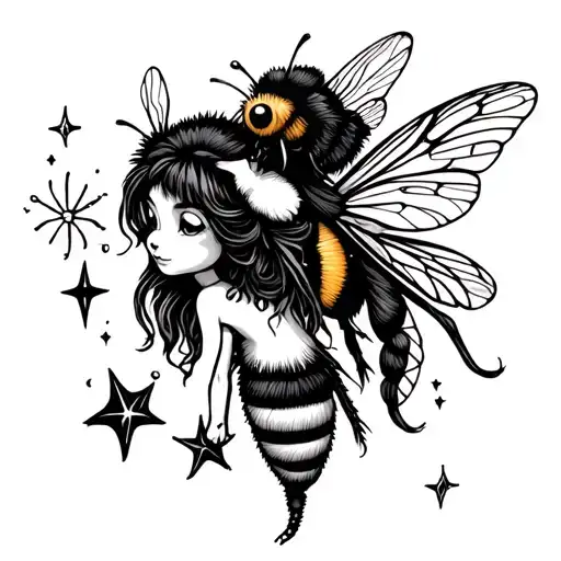 Animal Fairy And Bee With Stars