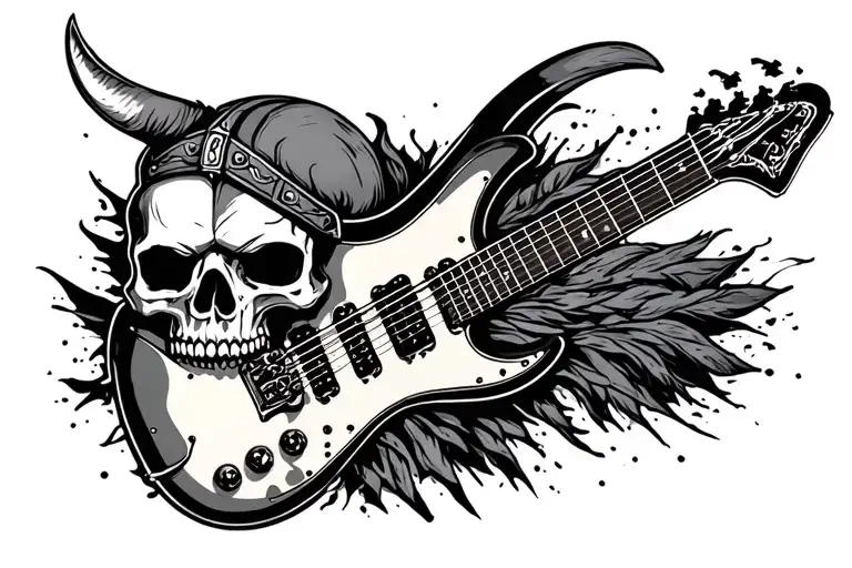 Viking Skull With An Electric Guitar