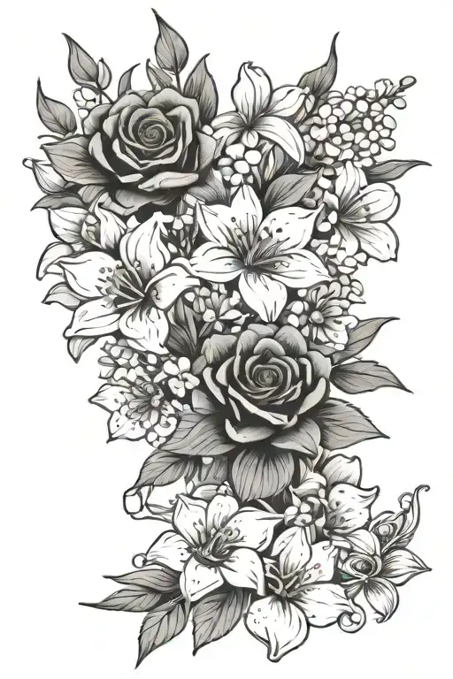 Birth Month Flower Bouquet With Daisies Larkspur Rose Lilly Of The Valley And Cosmos