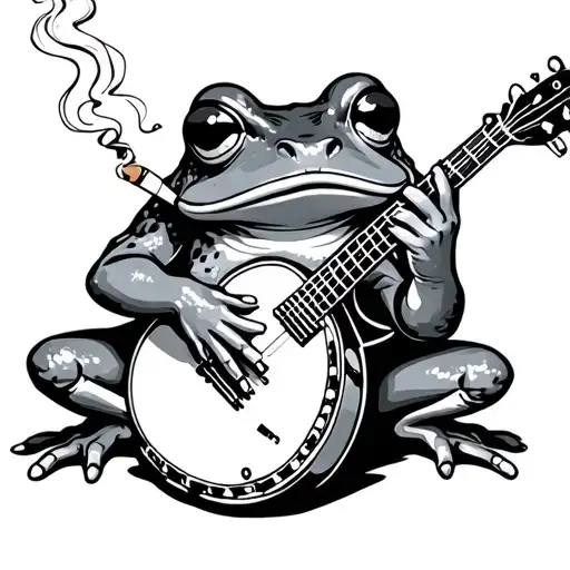 Frog Playing Banjo Smoking Cigarette