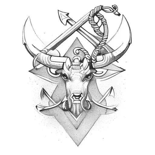 Taurus With Anchor And Compass And Tree And Lily-of-the-valley