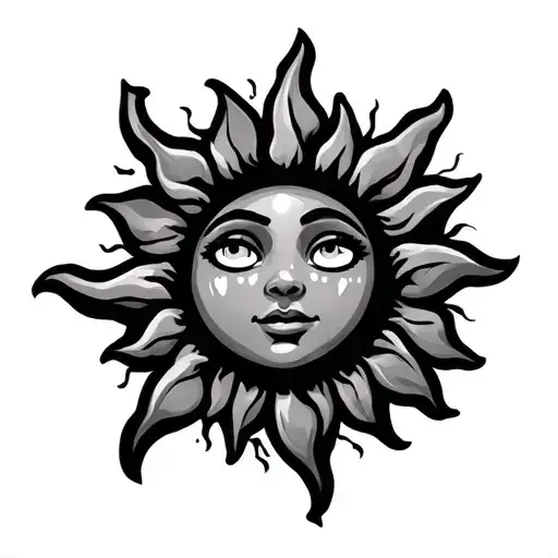 Cartoon Sun Tattoo Design