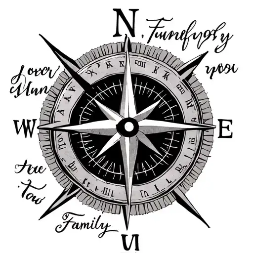 Compass With Family Quote And Roman Numerals