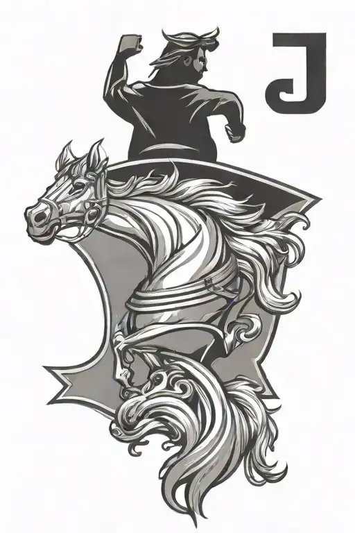 Bronco Horse Letter J With