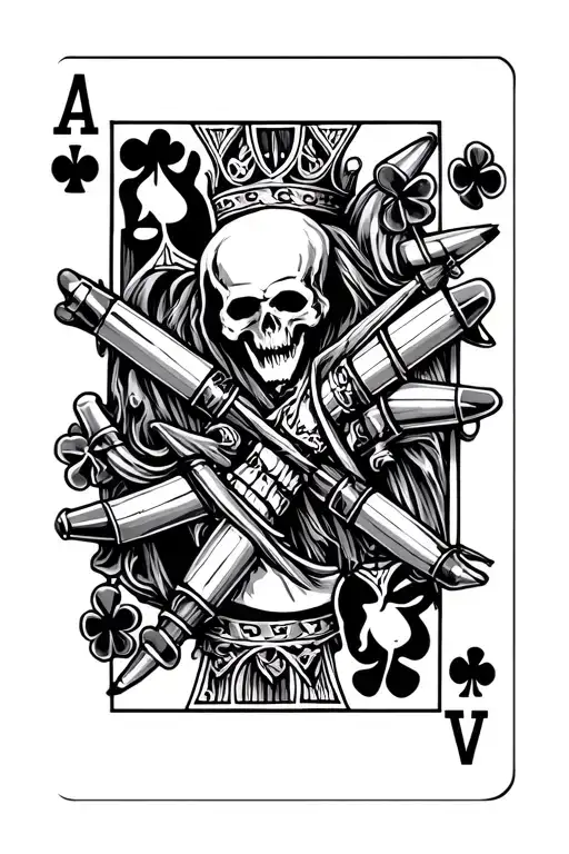 Make A Tattoo With An Ace And A King But The King Is A Reaper With Missiles Instead Of The Clovers