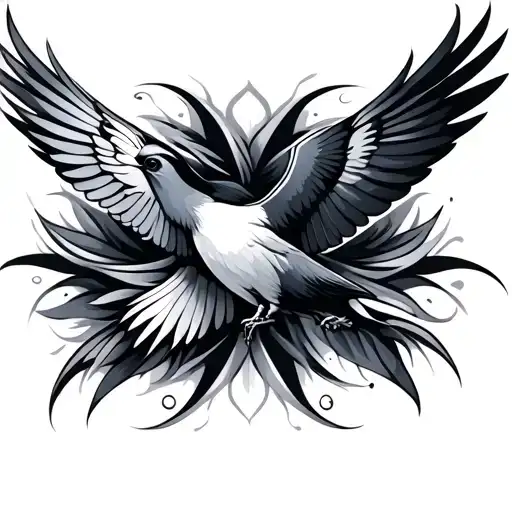 Symetrical Line Pattern With Swallow Bird