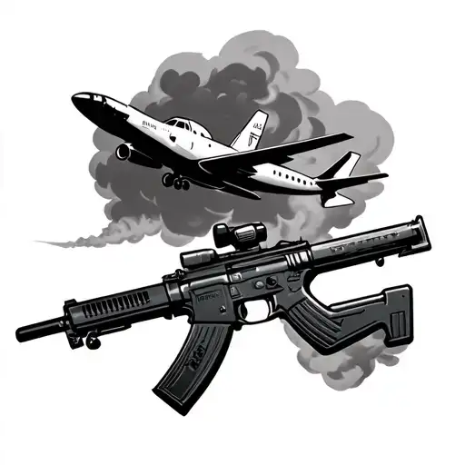 Ar 15 With Airplane And Smoke