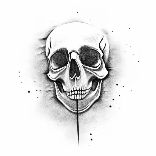 Memento Mori Ribbon Wrapping Around A Melting Skull