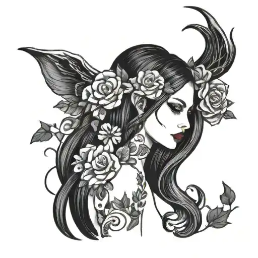 Goth Girl Fawn Floral Long Hair