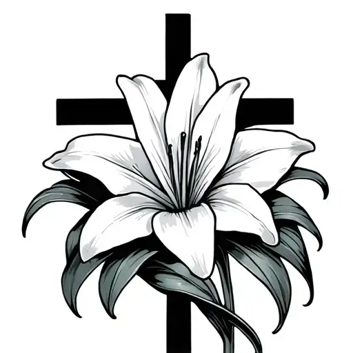 Small Cross With Lily Flower Wrapped Around It