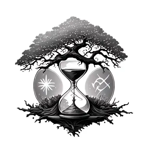 Tree In An Hourglass With Sagittarius Sign