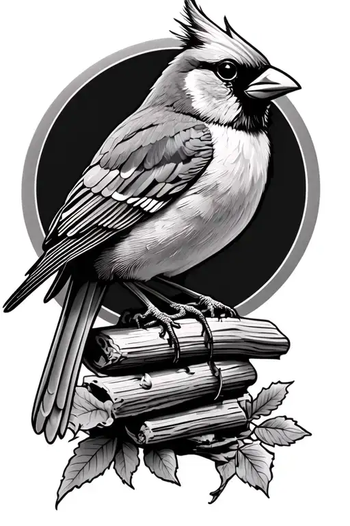 Cardinal Bird Perched Atop A Stack